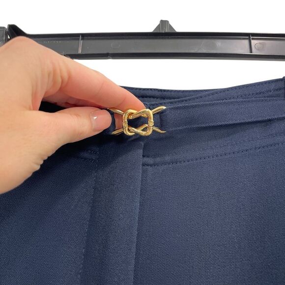 St. John high rise belted designer pants Size 8 navy blue - Picture 5 of 11